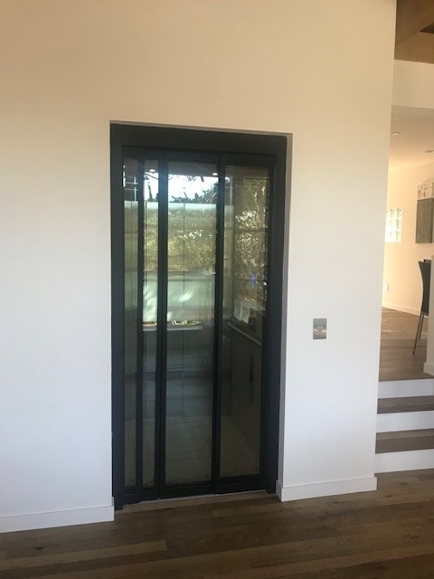 In-Home Black Metal Glass Door Elevator
