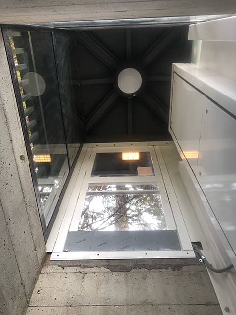 Outdoor Enclosed Wheelchair Lift - Bottom Inside Looking Up