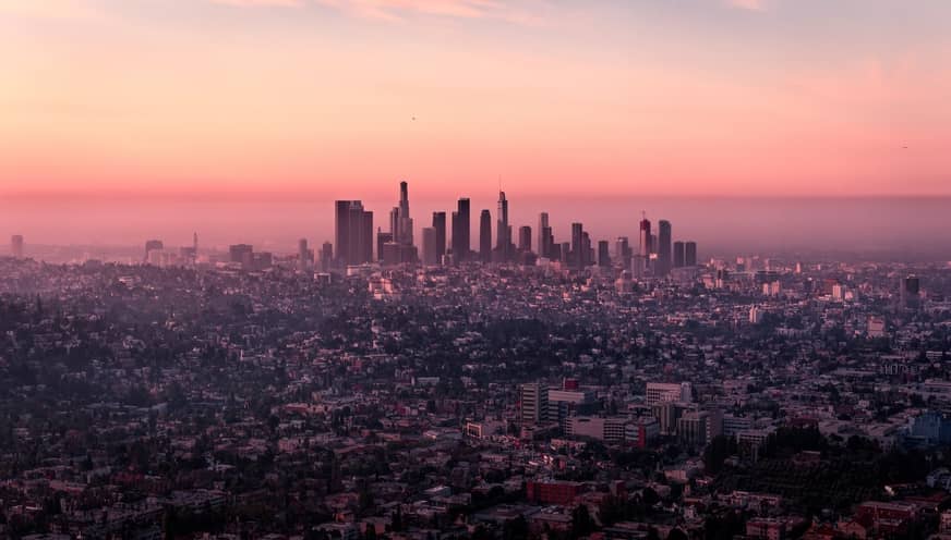 Los Angeles Home & Residential Elevators. Cityscape of LA in the background